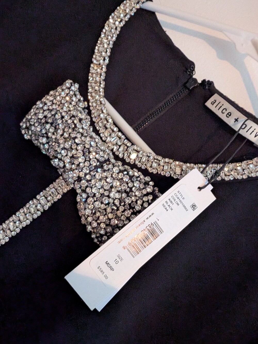 Alice And Olivia Sophie Embellished Black Mini Dress NWT - Picture 4 of 7